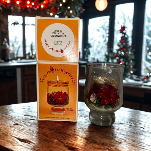 Vintage Flam Buoyants Holiday Floating Candle – 1976 Oil & Water Glass Décor NOS - Picture 1 of 9